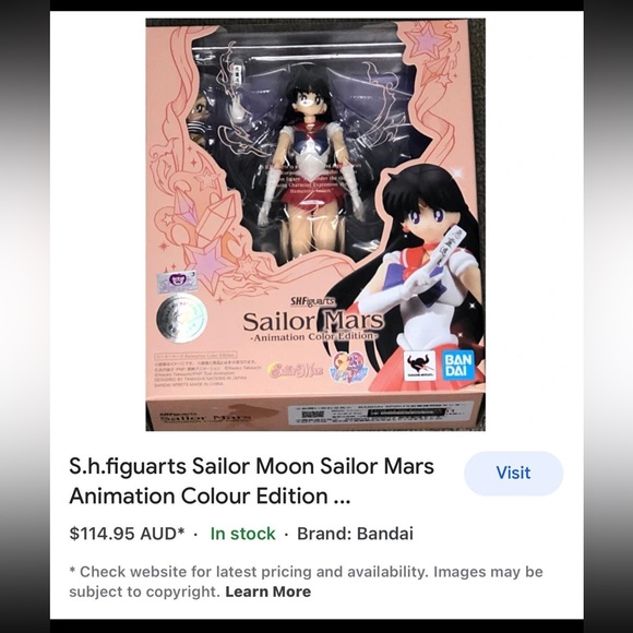 Lot 2097❤️NEW LOT OF 2 S.h.figuarts Sailor Moon Sailor Mars Animation Colour - Picture 2 of 2
